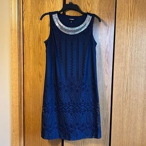 Roz & Ali Navy Dress shimmering neckline